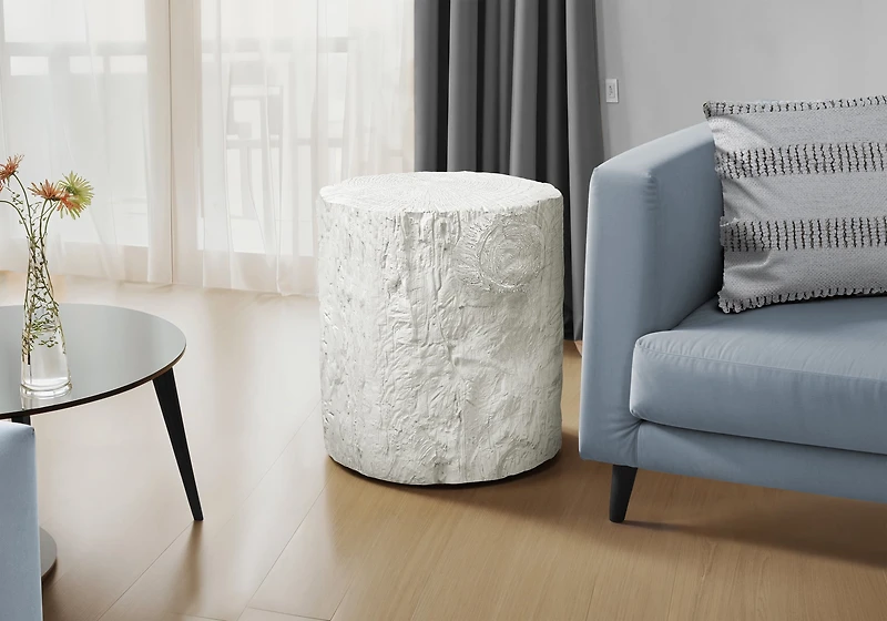 Monarch Specialties - Table D'Appoint, 25"H, Intérieur Ou Extérieur, Tambour, Bout, Table De Nuit, Rond, Table D'Appoint, Salon, Chambre À Coucher, Blanc, Contemporain, Moderne