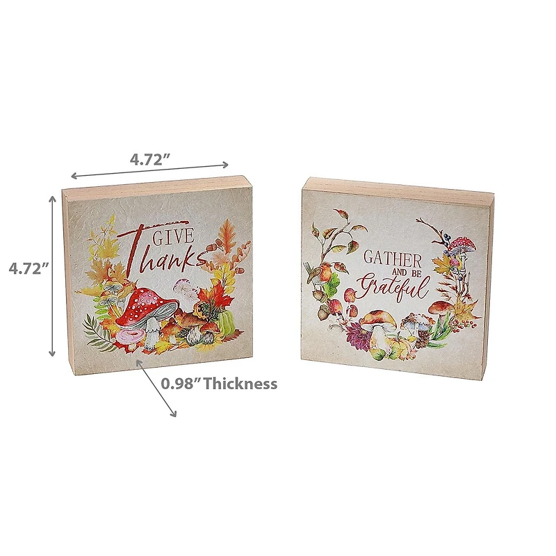 Square Harvest Wood Block - Set of 2
