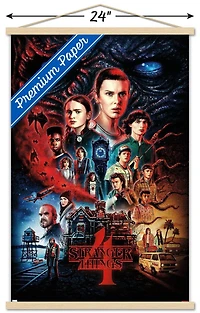 Netflix Stranger Things: Season 4 – One Sheet 22.375" x 34" Wall Poster with Beechwood Magnetic Frame