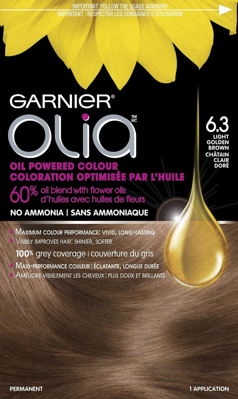 Coloration permanente optimisée par l'huile pour les cheveux sans ammoniaque Olia de Garnier, 1 unité