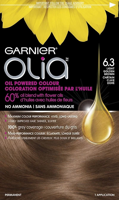 Coloration permanente optimisée par l'huile pour les cheveux sans ammoniaque Olia de Garnier, 1 unité