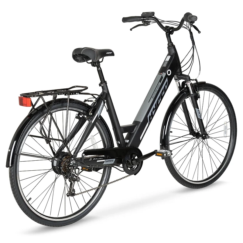 700c Hyper Bicycles E-Ride 36V Electric Commuter E-Bike for Adults, Pedal-Assist, 250W Motor, Black, 700C Hyper Mens 36V Electric Bike Black