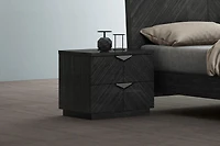 Table de chevet K-Living Stark avec chargeur sans fil et port USB en finition gris angley à haute brillance