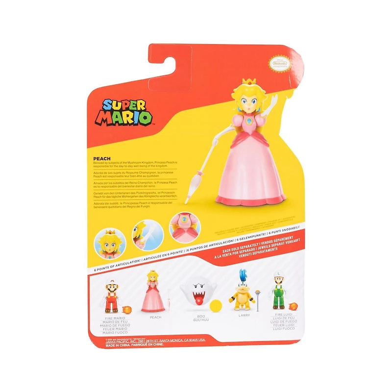 Figurine Super Mario de 4 pouces – Princesse Peach avec Parapluie comme accessoire
