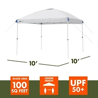 Ozark Trail 10ft x10ft Instant Pop Up Canopy Tent with Simple Push Setup – Straight Leg Pop-Up Tent for Tailgating, Camping & Events, white