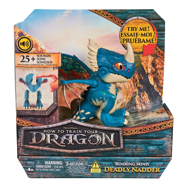Dreamworks Dragons How to Train Your Dragon, Roaring Minis Deadly Nadder, Jouet dragon interactif avec 25 effets sonores, jouets pour filles et garçons à partir de 4 ans