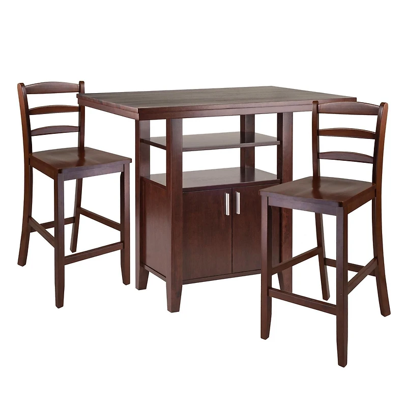 Winsome Albany 3-pc Set High Table w/Ladder Back Counter Stools