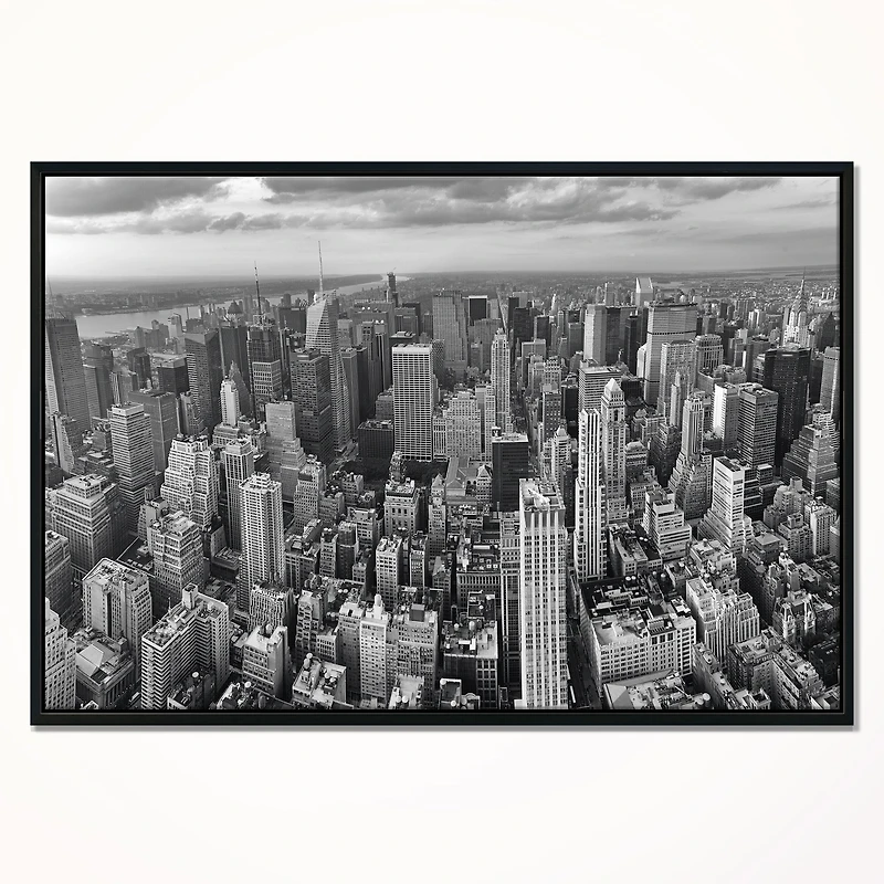Design Art Panoramic Aerial View of Manhattan Framed Canvas Art Print