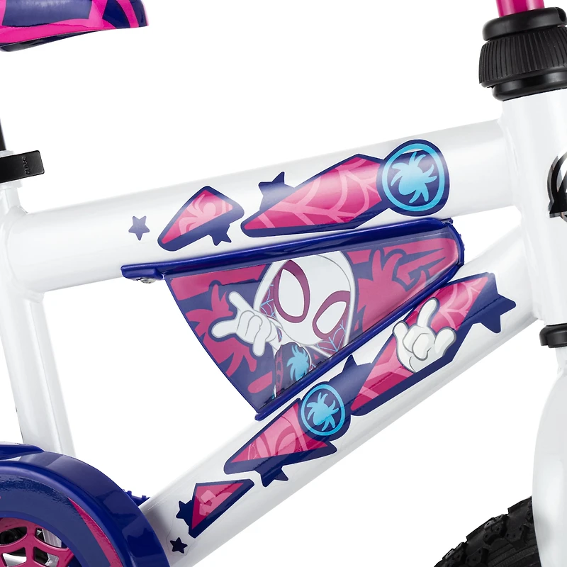 Huffy 14-inch Spidey and His Amazing Friends Girls’ Bike featuring Ghost, White/Pink