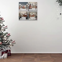 Village D’Art Mural Sur Toile - Ensemble De 4