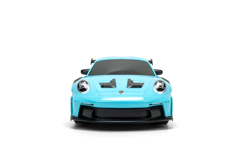 Porsche 911 (992) GT3 RS – Voiture télécommandée à l'échelle 1:16 par Jada Toys – Modèle radiocommandé rechargeable par USB avec fonction Turbo, 2,4 GHz – Jouet pour enfants et collectionneurs – Bleu