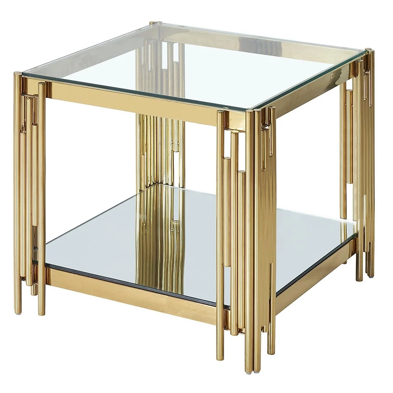 Contemporary Metal and Glass Large Square Coffee Table - Silver