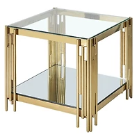 Contemporary Metal and Glass Large Square Coffee Table - Silver