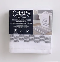 Chaps Luxury Towel Set - 4-Pack, Grey, 12" x 12"