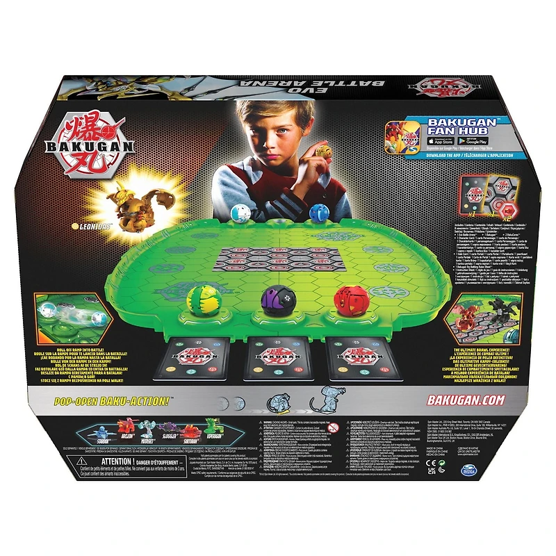 Bakugan Evo Battle Arena, Avec Bakugan Leonidas exclusif, Plateau de jeu néon pour Bakugan à collectionner, à partir de 6 ans