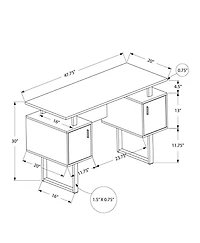 Monarch Specialties Bureau, Bureau À Domicile, Ordinateur Portable, Rangement, 48"l, Travail, Métal, Stratifié, Noir, Contemporain, Moderne