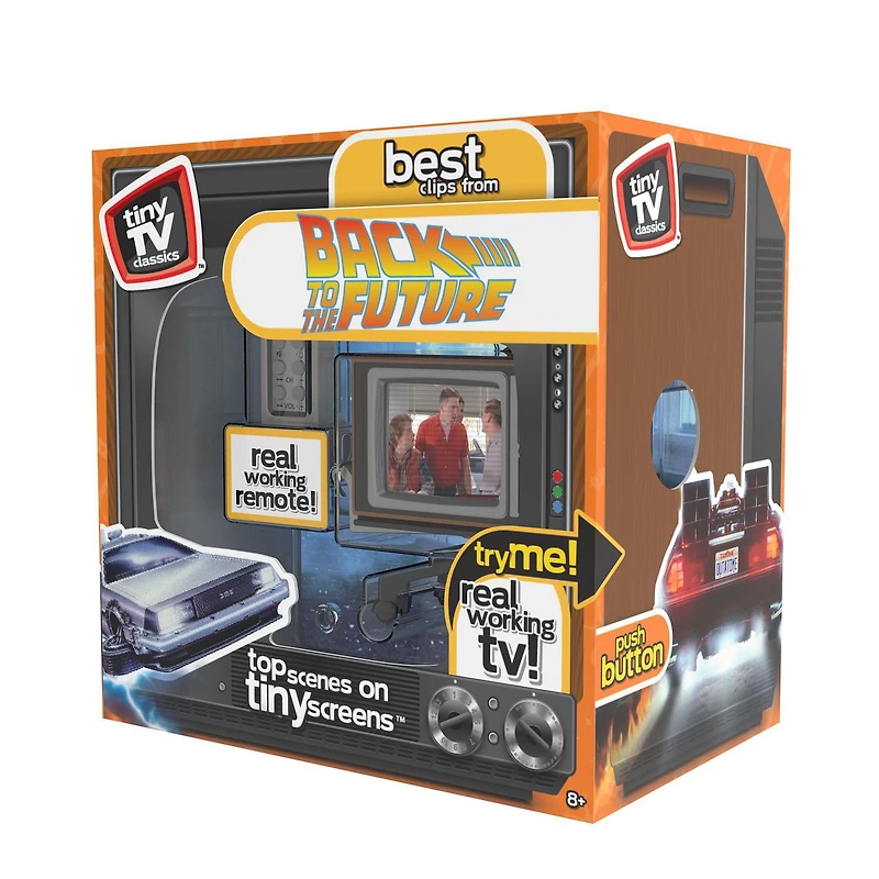 NEW - Tiny TV Classics - Back to the Future Edition- Newest Collectible from Basic Fun - Watch top Back to the Future original movie scenes on a real-working Tiny TV (with working remote)!
