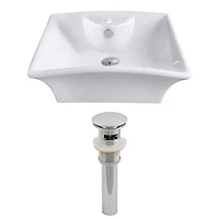 in. W Above Counter White Bathroom Vessel Sink Set For 1 Hole Center Faucet AI