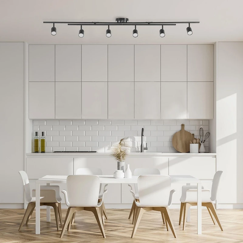 Wilma 6-Light Foldable Matte Black LED Integrated Track Lighting with Center Swivel Bars