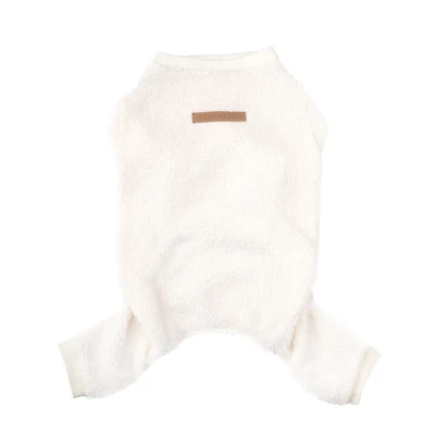 Vibrant Life White Fuzzy Pet Holiday PJ for Pets -Dog and Cat Pajamas -  White