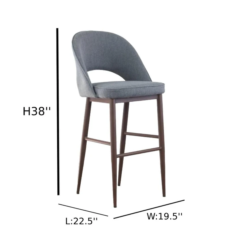 Executive Stool with PU Upholstery and Walnut Metal Frame – High Back Stool with Foot Rest, Mid-Century Style, Comfortable and Sturdy Seating for Offices and Modern Spaces