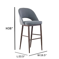 Executive Stool with PU Upholstery and Walnut Metal Frame – High Back Stool with Foot Rest, Mid-Century Style, Comfortable and Sturdy Seating for Offices and Modern Spaces