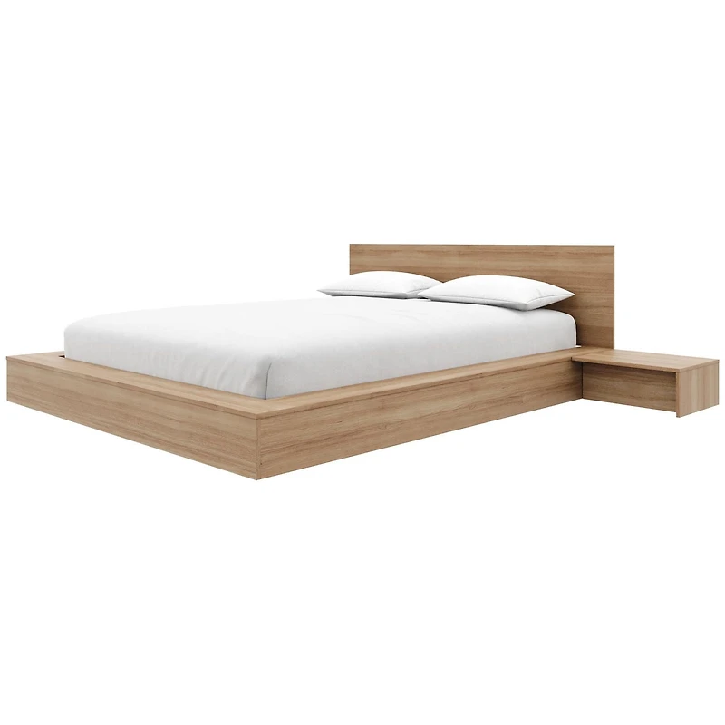 Ensemble de chambre à coucher Kanso 4 pièces avec lit queen size et plateforme basse