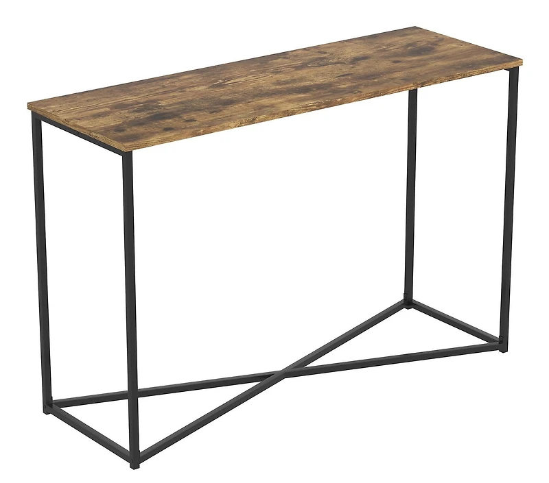 Safdie & Co. Table Console 44L Bois Brun Récupéré Metal Noir X