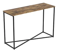 Safdie & Co. Table Console 44L Bois Brun Récupéré Metal Noir X