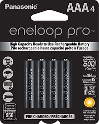 Panasonic Eneloop Pro AAA High Capacity Ni-MH Pre-Charged Rechargeable Batteries, (Pack of 4)