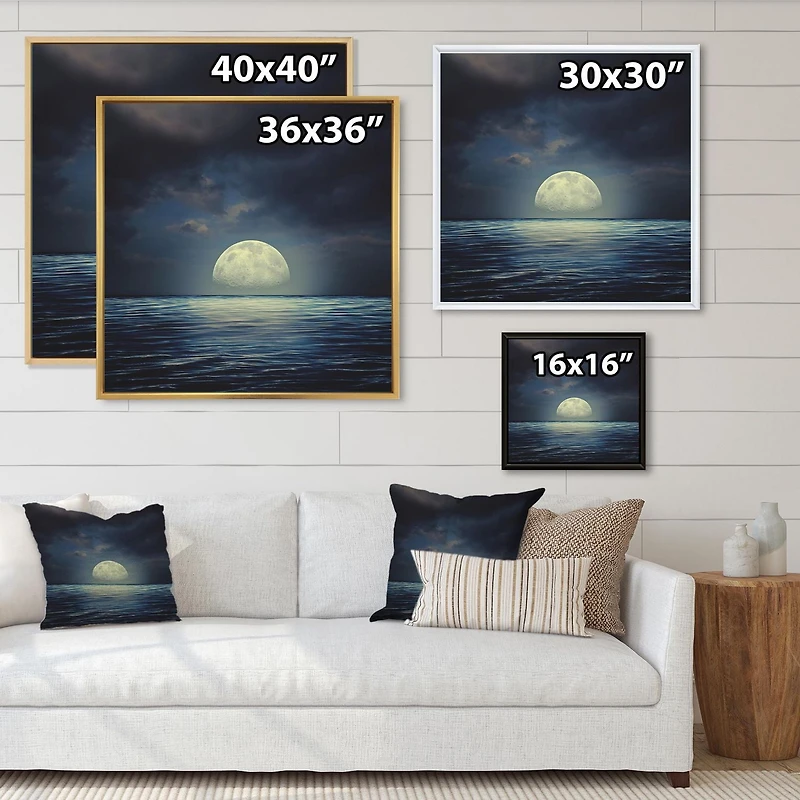 Designart Super Moon Over The Sea II FLOAT FRAME WALL ART