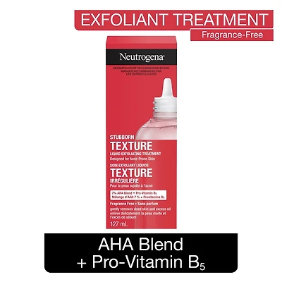 Soin exfoliant Texture irrégulière Neutrogena, nettoyant pour le visage, acide citrique et acide glycolique, vitamine B5, non parfumé