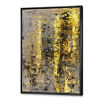 Designart Yellow Meets Grey Abstract Art II FLOAT FRAME WALL ART