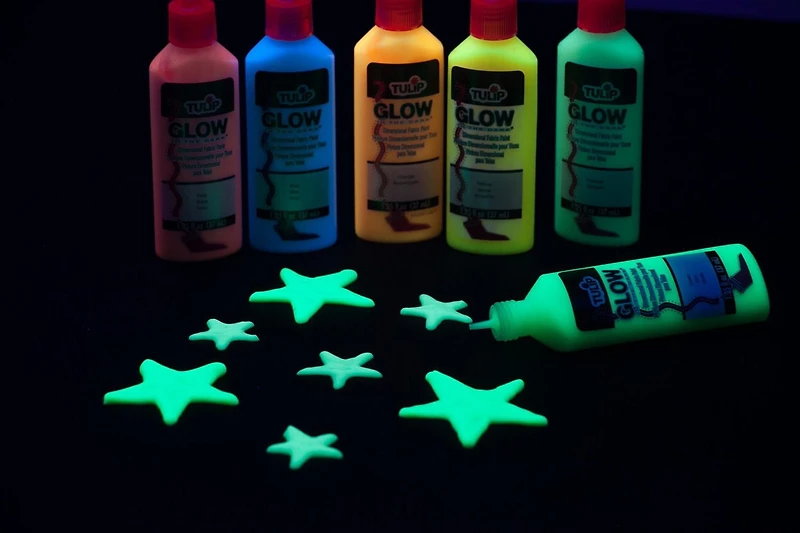 Tulip 1,25 fl oz Peinture dimensionnelle pour tissu 6 Pack Glow In The Dark Peinture textile dimensionnelle