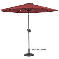 Parapluie solaire rond de 9 pi avec haut-parleur Bluetooth intégré Sun-Ray - Écarlate