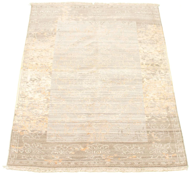 ECARPETGALLERY 4'8" x 6'6" Bordered Finest Oushak Hand-knotted Area Rug for Living Room, Dining Room and Bedroom in Grey