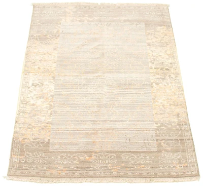 ECARPETGALLERY 4'8" x 6'6" Bordered Finest Oushak Hand-knotted Area Rug for Living Room, Dining Room and Bedroom in Grey