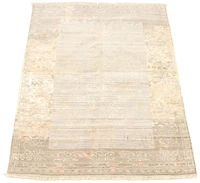 ECARPETGALLERY 4'8" x 6'6" Bordered Finest Oushak Hand-knotted Area Rug for Living Room, Dining Room and Bedroom in Grey