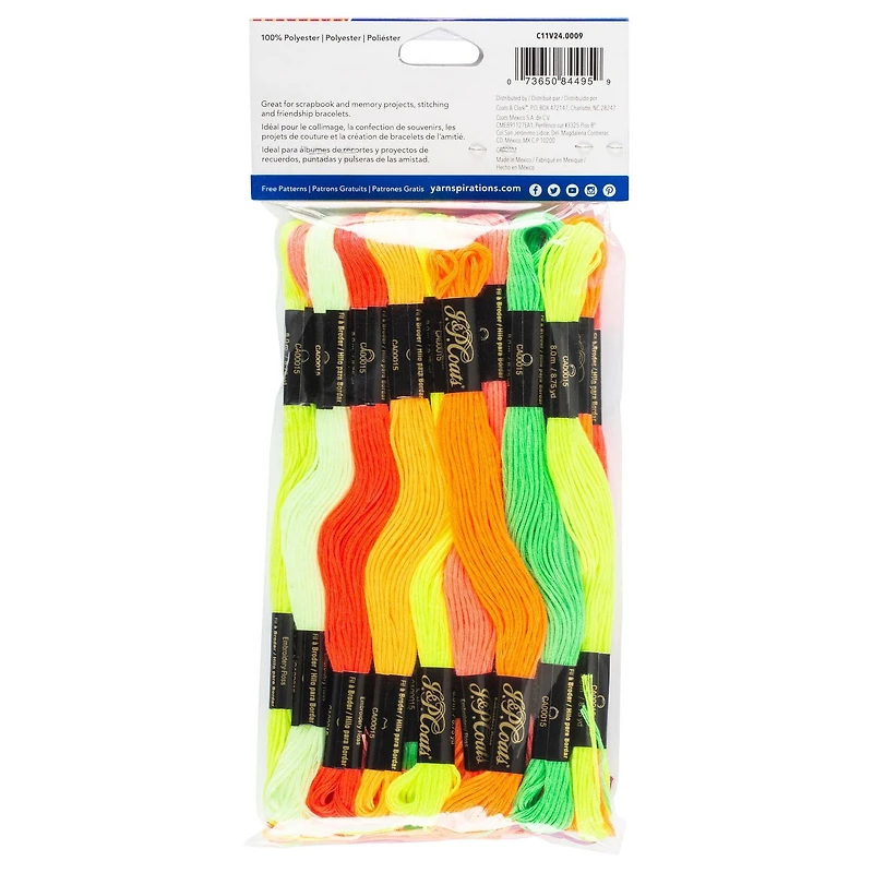 Coats & Clark™ J&P Coats Value Pack Fil à Broder Multicolore, Coton Mercerisé, 8,75 Mètres Fil à broder polyvalent