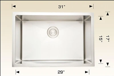 American Imaginations 31-in. W Stainless Steel Kitchen Sink With 1 Bowl And 16 Gauge