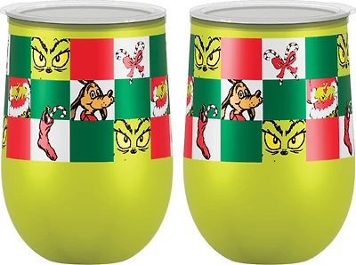 Gobelet en Acier Inoxydable Dr. Seuss Le Grincheux à Damier, 10 oz