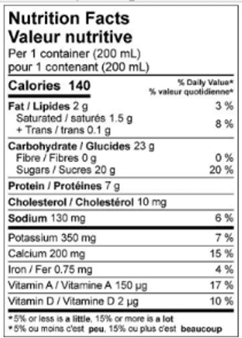 Lait au chocolat partiellement écrémé 1 % Natrel 6x200 ml