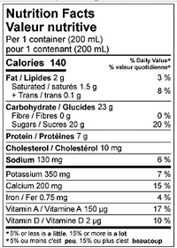 Lait au chocolat partiellement écrémé 1 % Natrel 6x200 ml