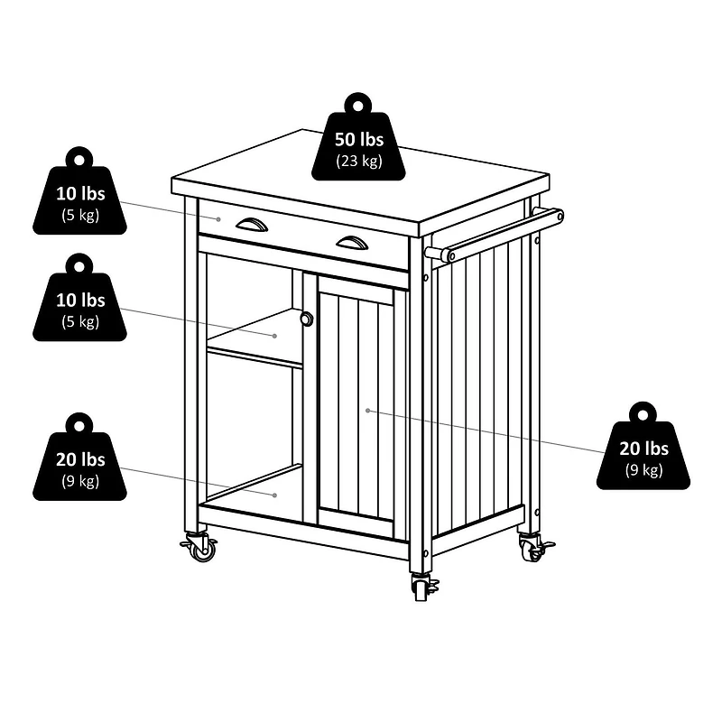 20727 Timber Kitchen Cart