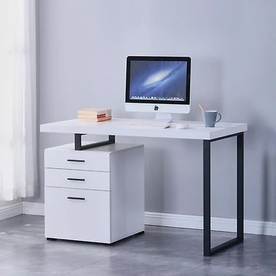 Brassex Inc Desk with Storage, White