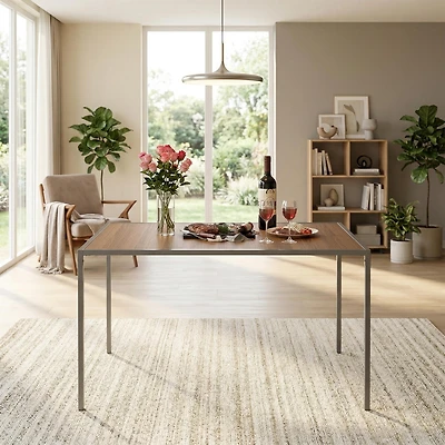 Homy Casa 47" Rectangular Dining Table, Modern Industrial Wood Look Kitchen Table for 4, Espresso Brown