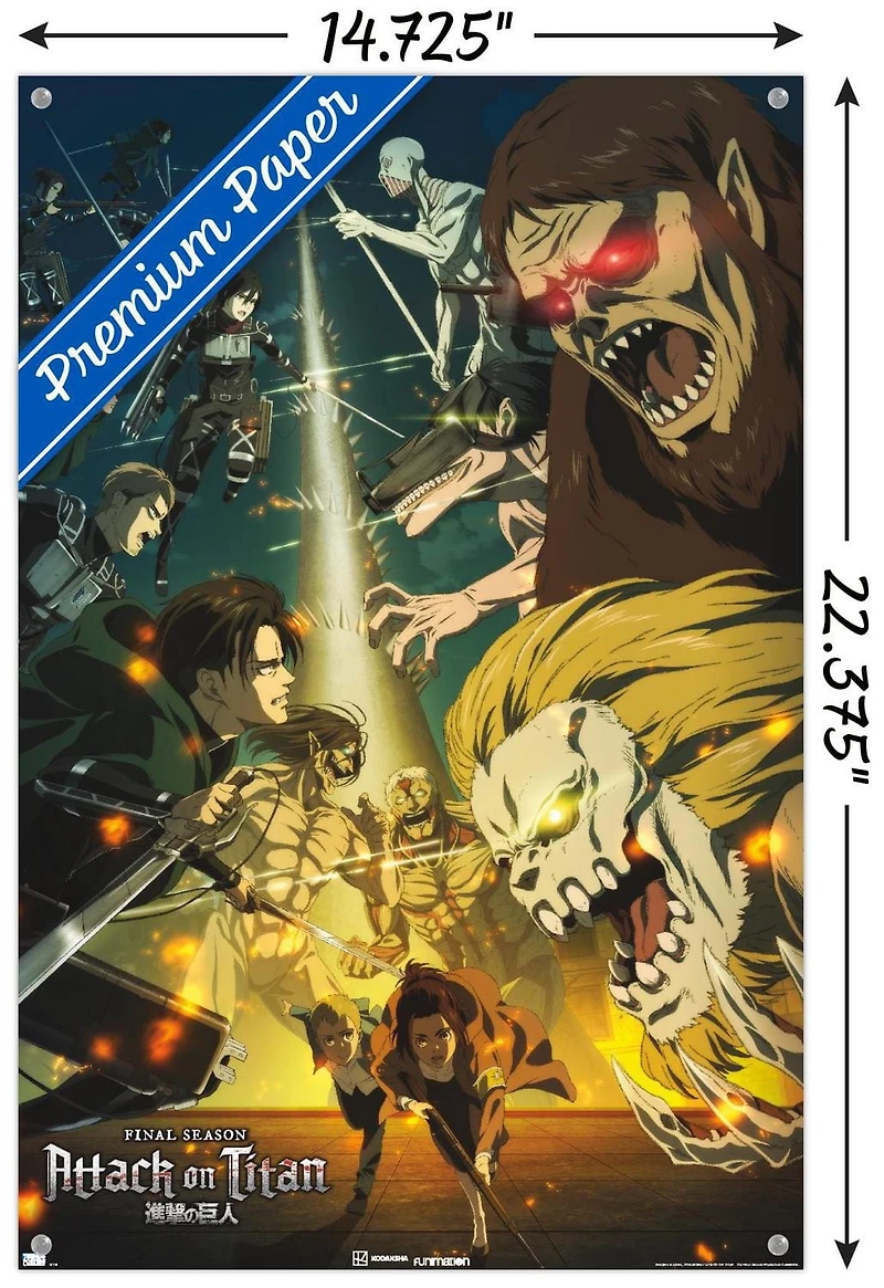 Attack on Titan: Season 4 - Key Visual 3 Wall Poster with Magnetic Frame, 22.375" x 34"