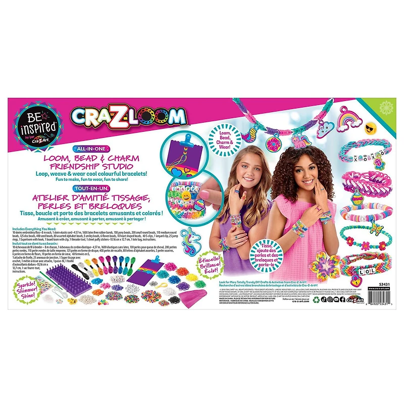 Cra-Z-Art Be Inspired All in One Loom Bead Charm Friendship Bracelet Studio, Beading Craft Kits for Kids