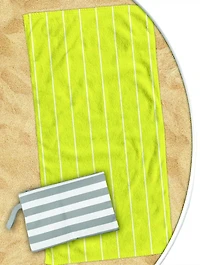 Yellow Stripe Quick Dry Towel with Mesh Bag