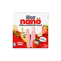 IÖGO Nano Pops au yog. glacé, Fraise et banane, vrais fruits, 45 cal. 8 x 50 ml